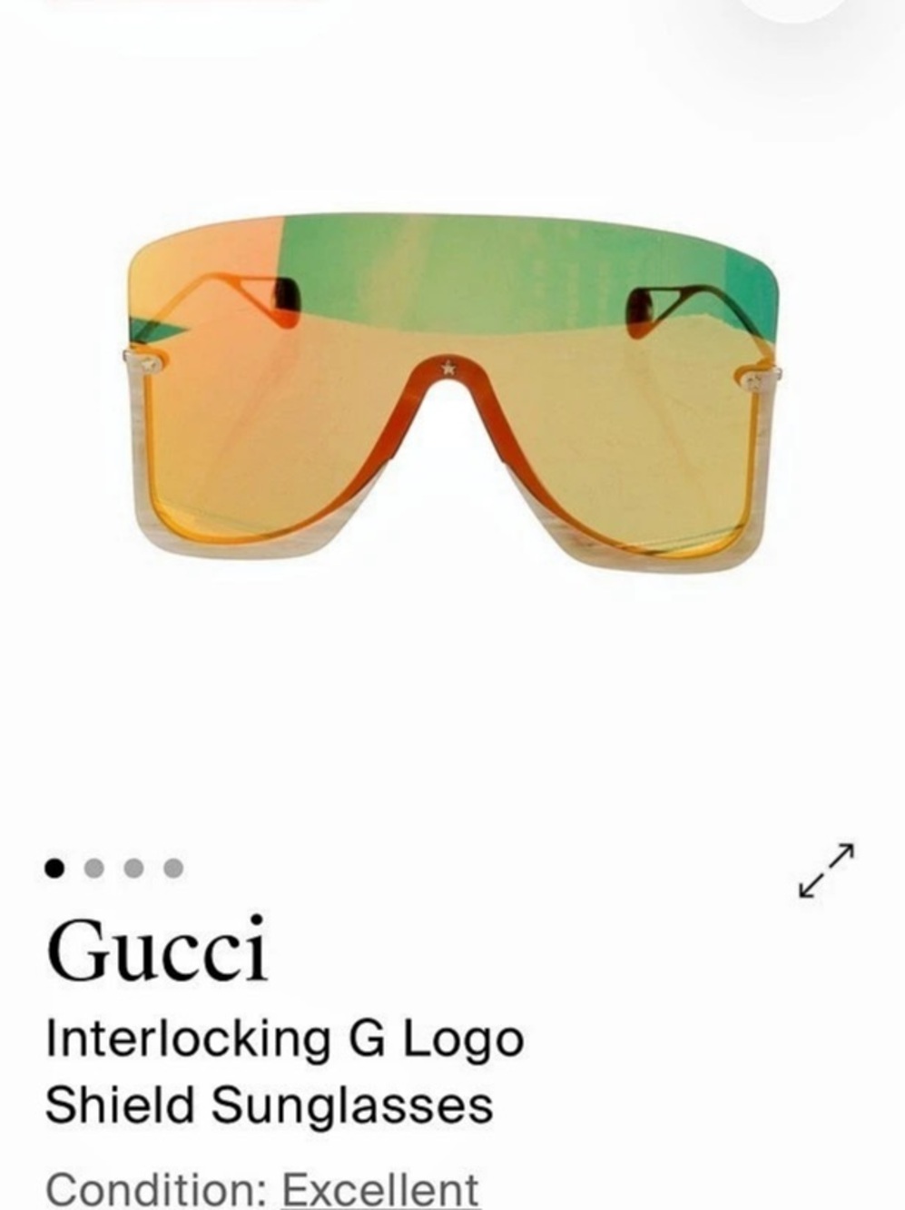 Gucci Interlocking G Logo Shield Sunglasses Shield Sunglasses in Green & Orange